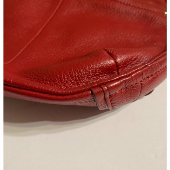 B. Makowsky Red Soft Pebble Leather Crossbody Bag - Picture 8 of 16